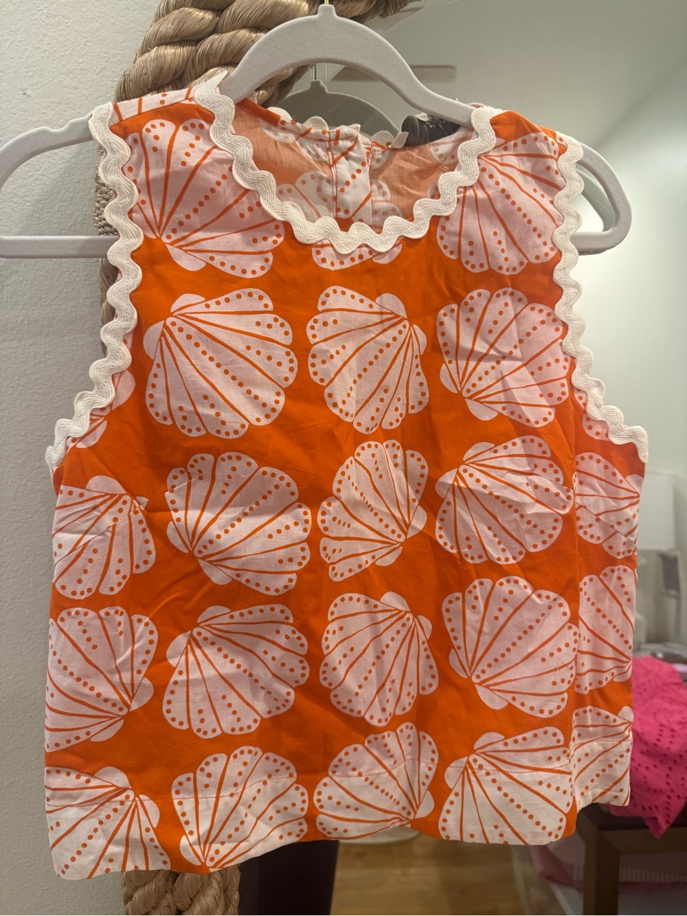 Pinch Orange and White Shell-Print Girls' Tank